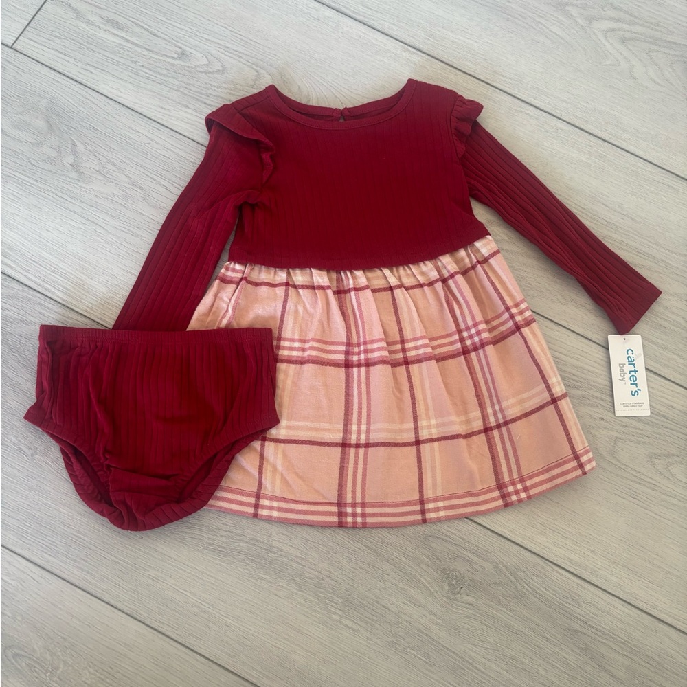 Carter 24 month old print flannel dress 2 piece